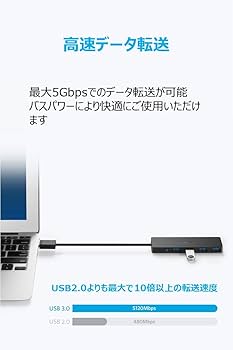⭐️Elexlinco USB ハブ USB3.0 ウルトラスリム 4ポートハブ Amazon.co.jp: Anker USB3.0 ウルトラスリム 4ポートハブ USB